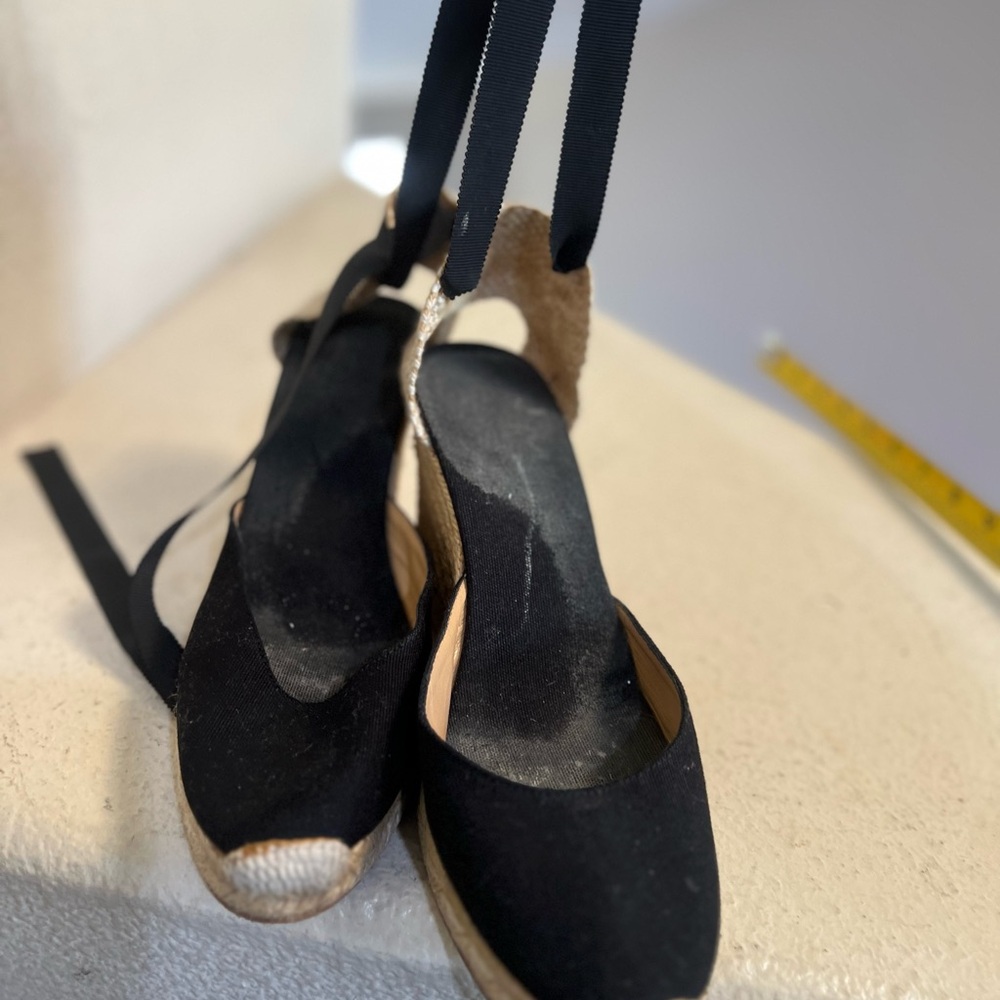 Christian Louboutin Espadrille Wedge Heels Black sandals Size 39/8 - Picture 6 of 14